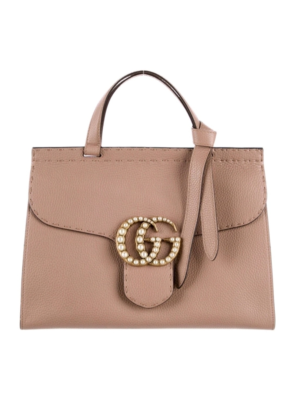 Gucci Pearl Double G Top Handle Bag in Taupe - Picture 14 of 16